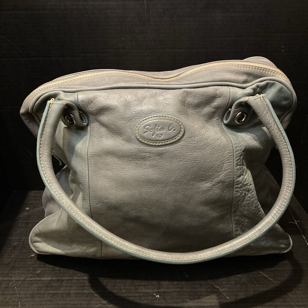Sofia C Genuine Leather Purse/ Bag, Made in Italy, Zip Closure